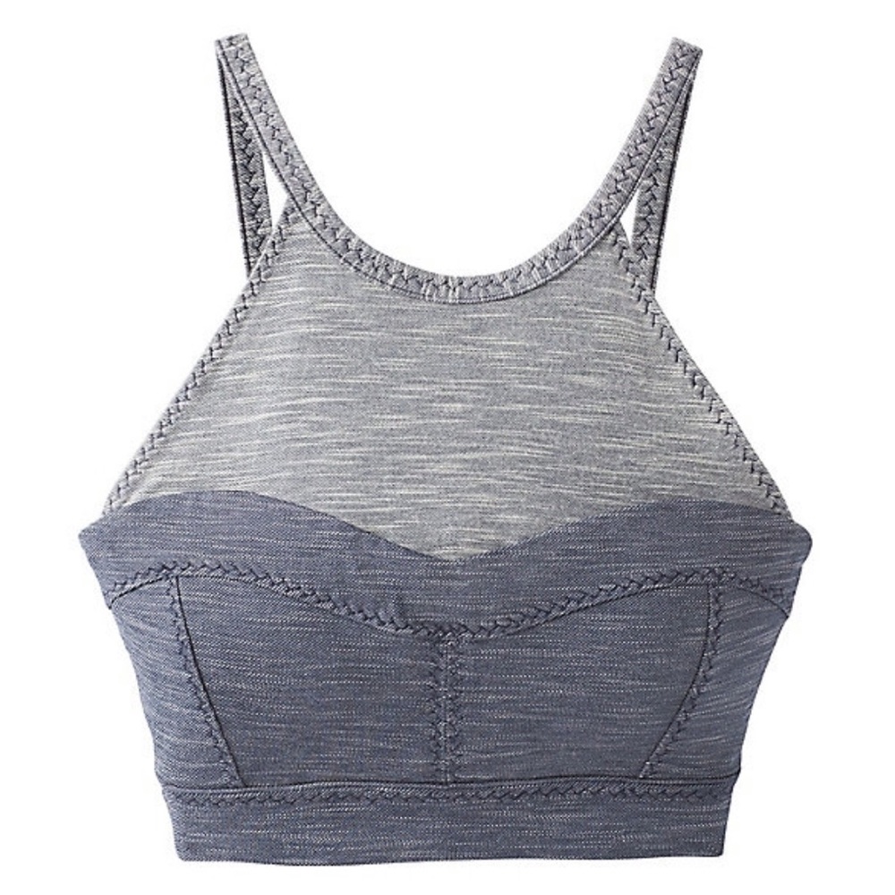 Prana Leily Sports Bra High Neck Caged Strappy Grey Small
